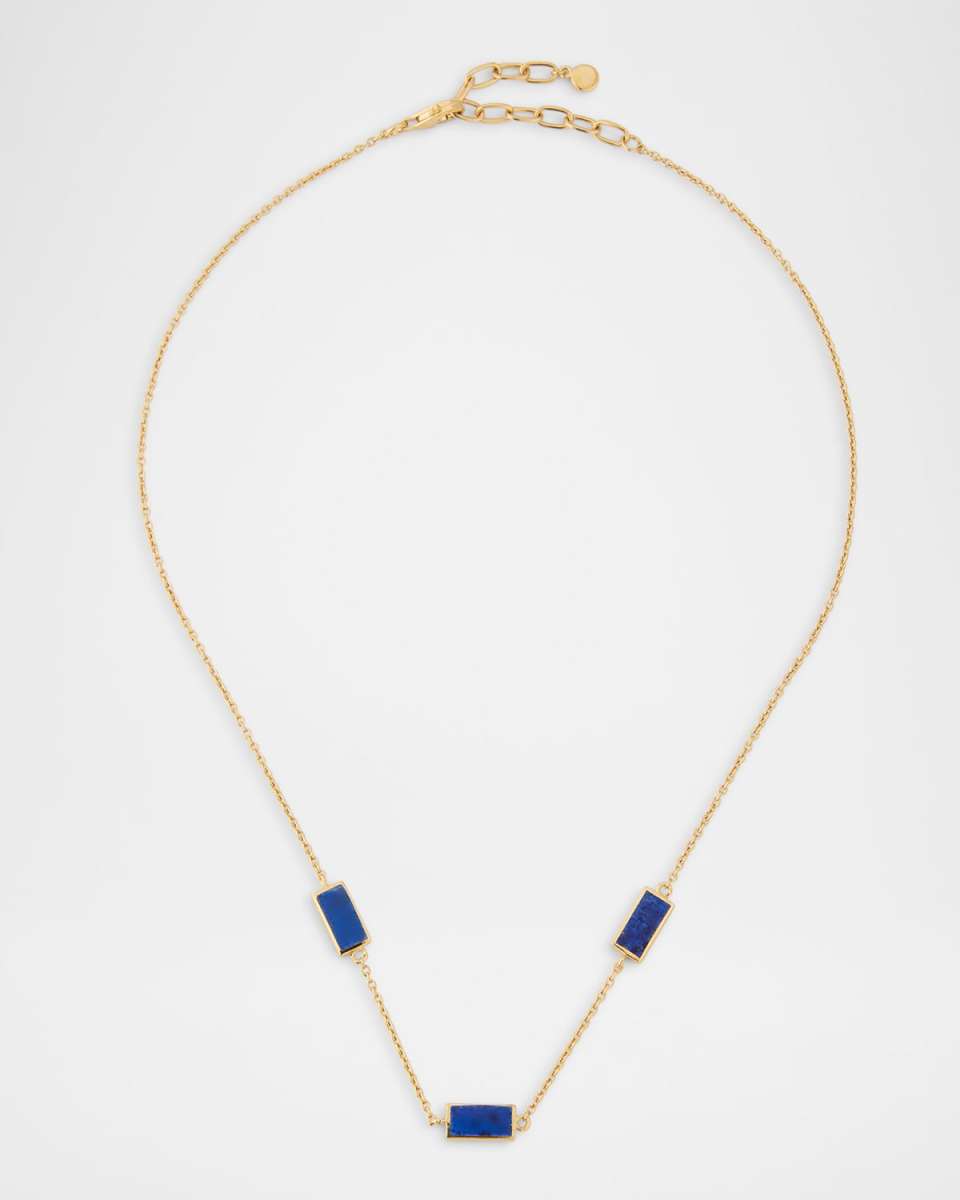 Three Station Rectangle Dash Necklace